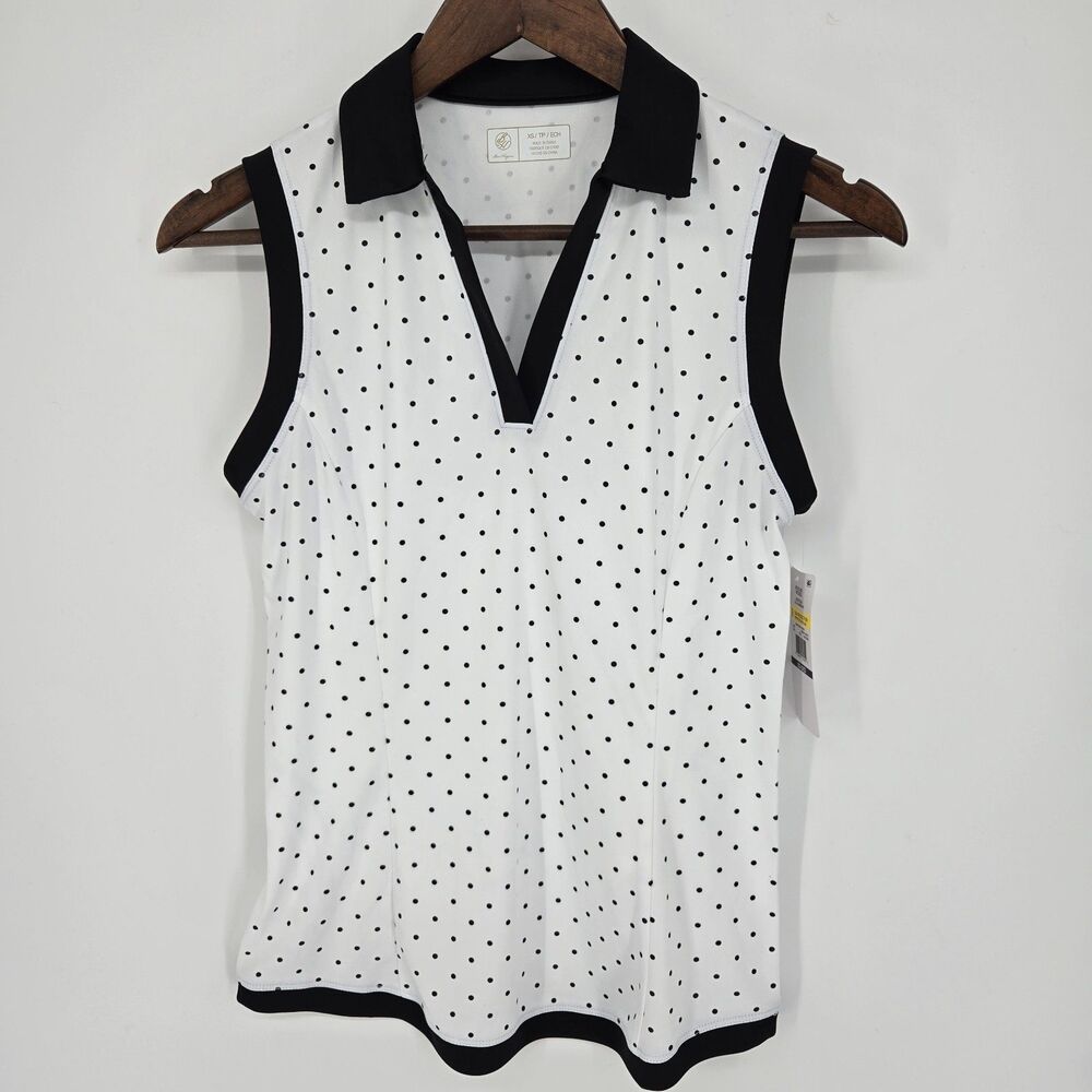 NWT Ben Hogan Polka Dot Sleeveless UPF 50 Sun Protection Golf Shirt XS